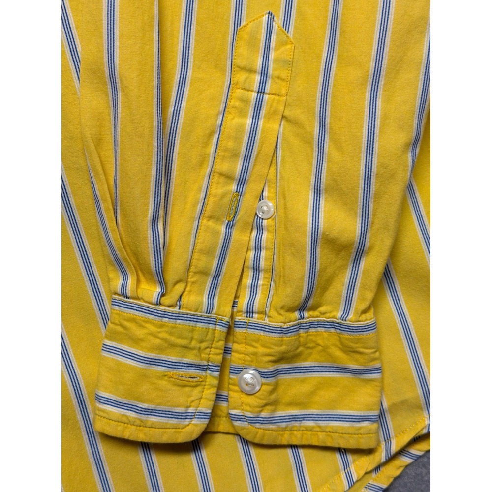 Ralph Lauren Jeans Co Mens XL Yellow Blue Striped Long Sleeve Button Down Shirt - Picture 9 of 12